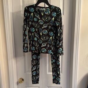 Cat & Jack Cozy Black and Blue Space Pajama Set